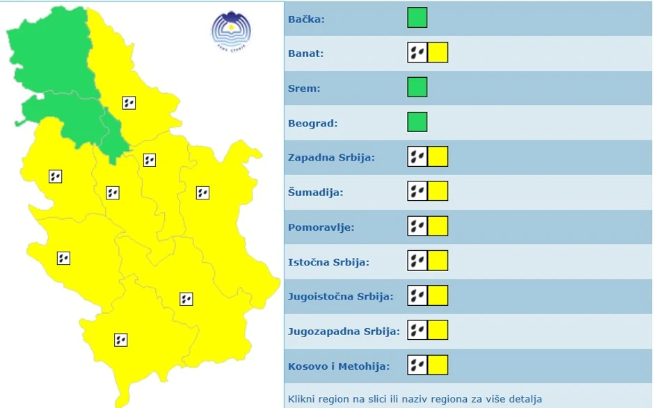 Meteoalarm za petak