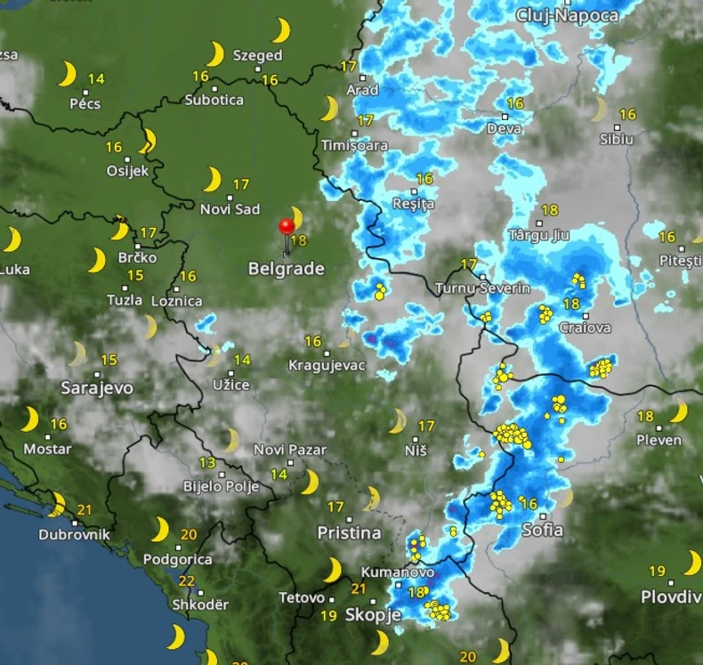 Nevreme oko ponoći polako napušta Srbiju