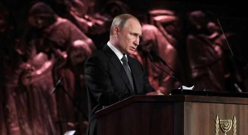 Putin was speaking in Jerusalem at an event marking 75 years since the liberation of the Nazi death camp of Auschwitz