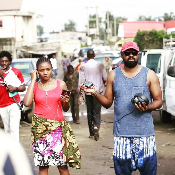Simi and Kunle Afolayan on the set of 'Mokalik.' 
