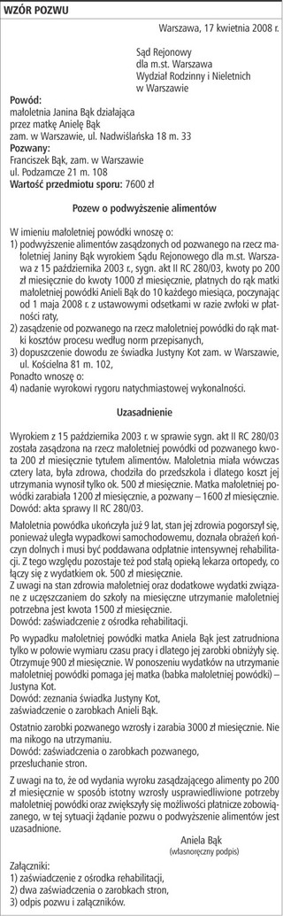 Kiedy można domagać się podwyższenia alimentów