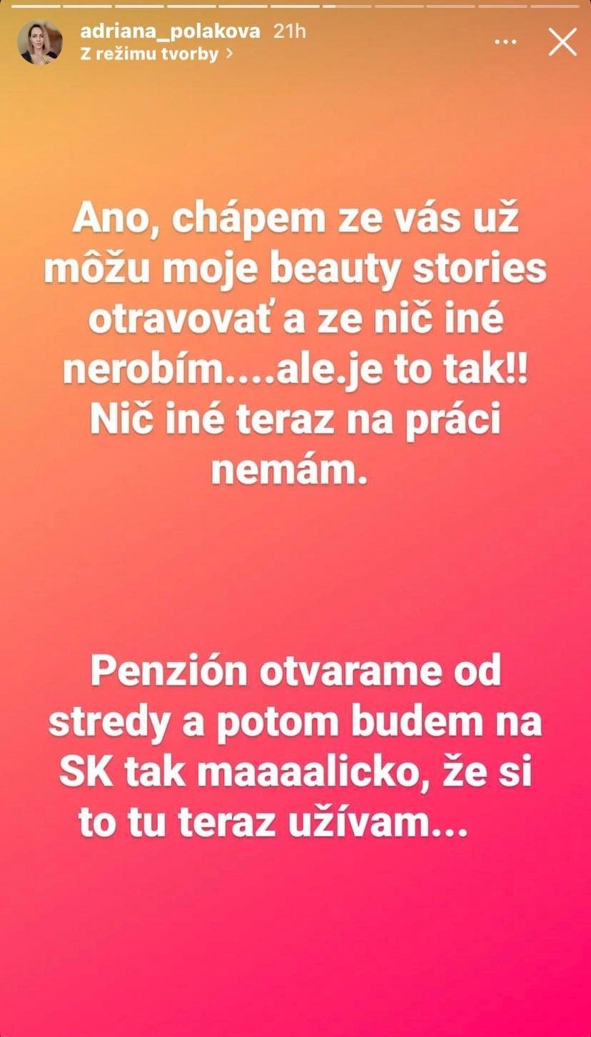 Poláková odhalila, prečo zdieľa iný typ príspevkov ako jej život na zámočku.