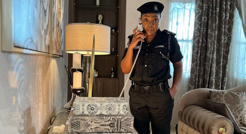 Chioma Akpotha plays an inspector in 'A Smile, A Wink and A Tear' [Instagram/Chiomakpotha]