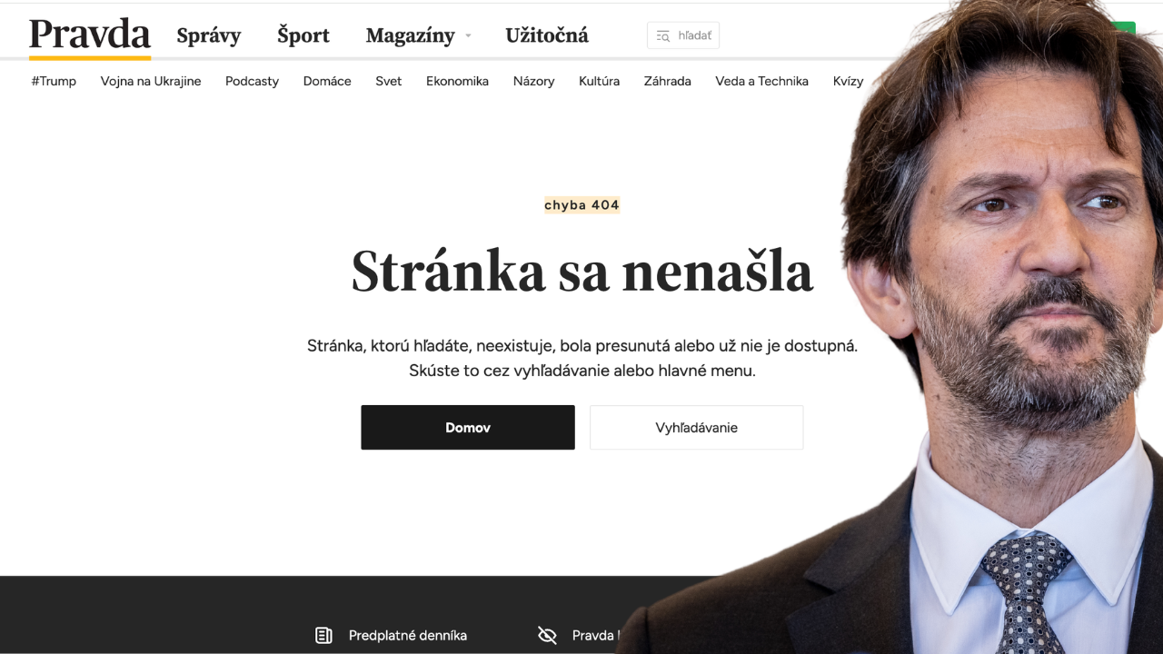 Vypnutý článok denníka Pravda a minister obrany Robert Kaliňák