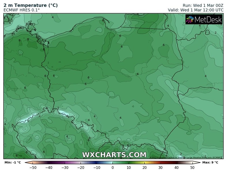 Środa przyniesie nieznaczne ocieplenie.