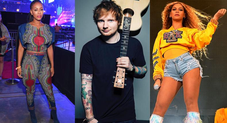 Keri Hilson, Ed Sheeran and Beyonce 