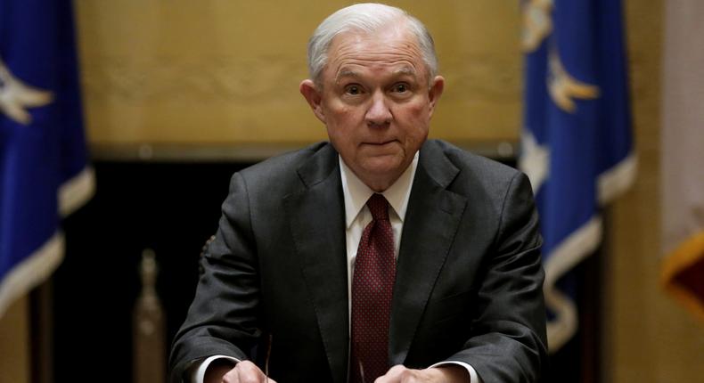 U.S. Attorney General Jeff Sessions holds his first meeting with heads of federal law enforcement components at the Justice Department. in Washington U.S., February 9, 2017.