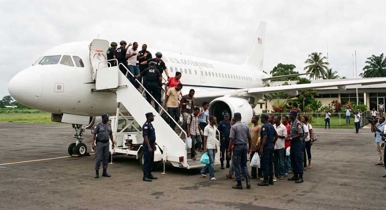 Liberia received 15 people from the first announced group of 20 US deportees after five passengers reportedly refused to leave the aircraft.[Gemini Generated Image]