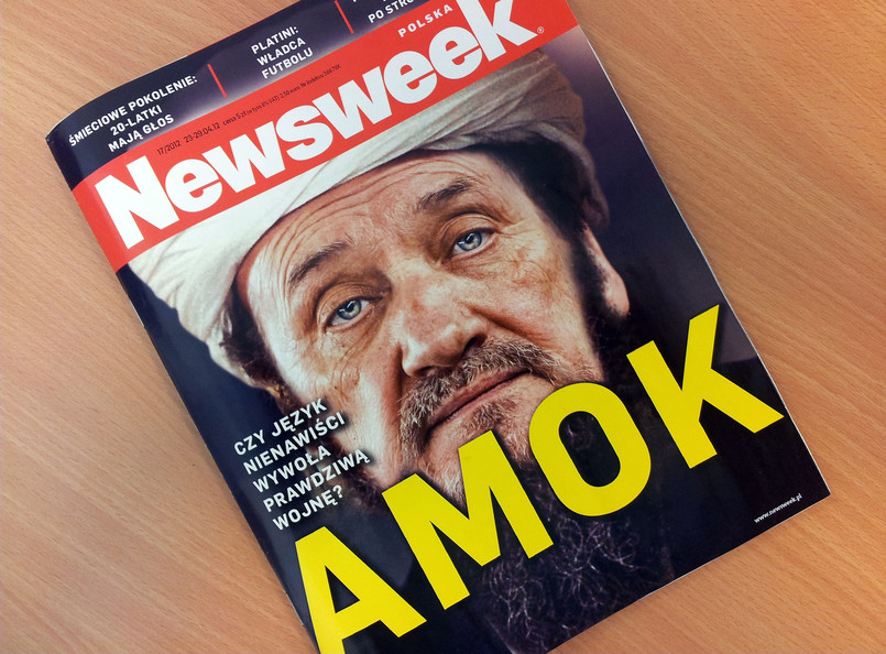 Antoni Macierewicz jako talib na okładce "Newsweeka"