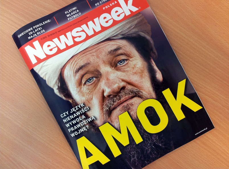 Antoni Macierewicz jako talib na okładce "Newsweeka"