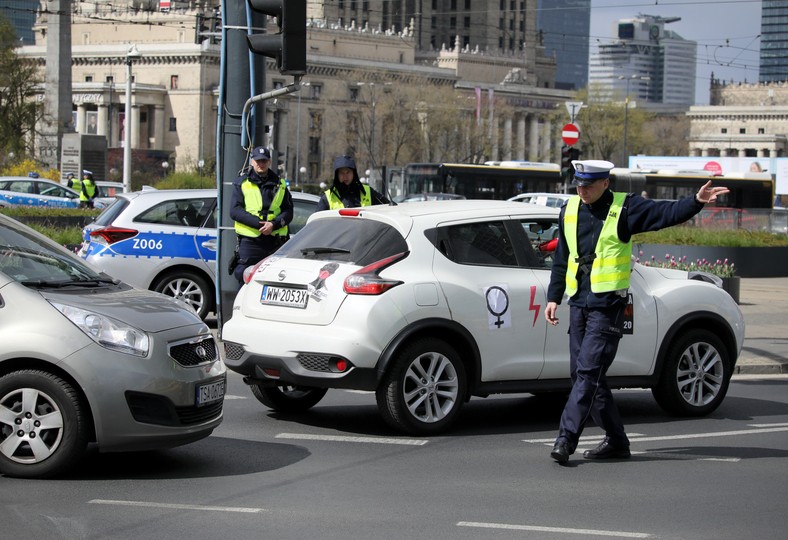 Na miejscu protestu znajdowali się też funkcjonariusze policji