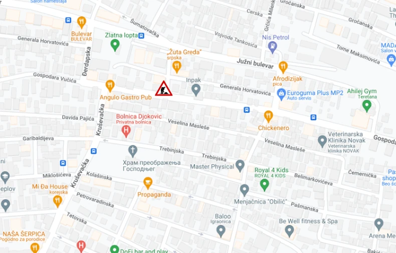 Mapa radova u ulici Gospodara Vučića