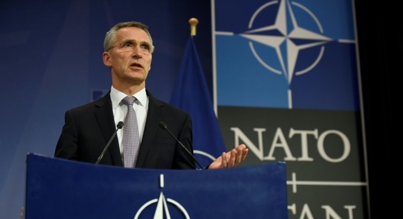 Secretary General Jens Stoltenberg gives a press conference at NATO headquarters in Brussels on December 6, 2016