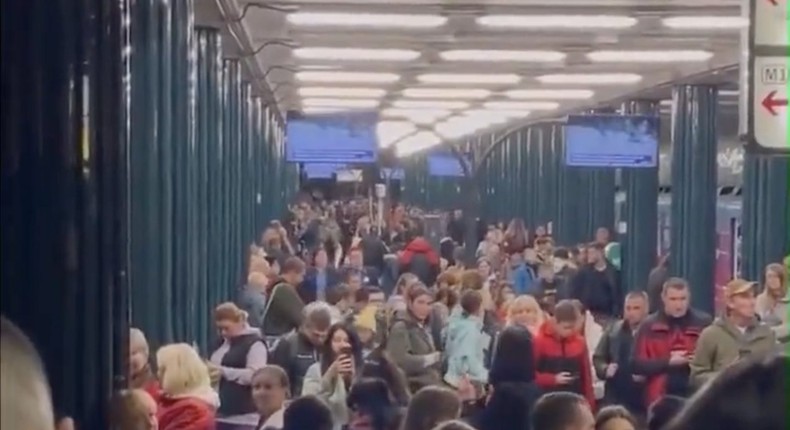 Ukrainians sing patriotic songs in the metro stations below Kyiv.Ukrainian Ministry of Defense