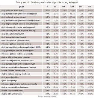 Fundusze: zobacz, ile można było zarobić w styczniu