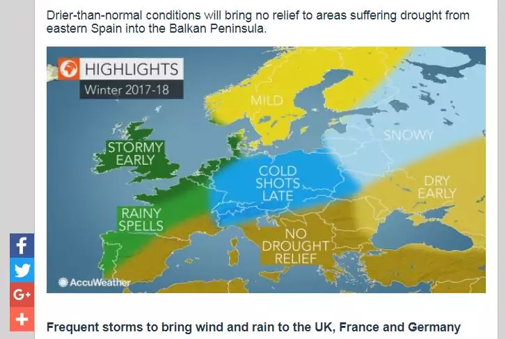 Pogodowa mapa Europy na tegoroczną zimę od AcuuWeather | &quot;Europe winter forecast...&quot;