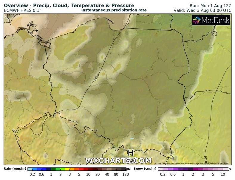 W nocy może się chmurzyć, ale padać nie powinno