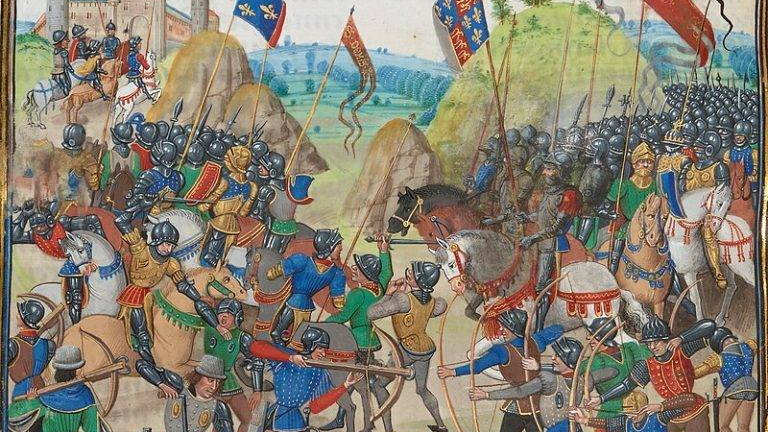 Angielscy łucznicy w bitwie pod Crécy.