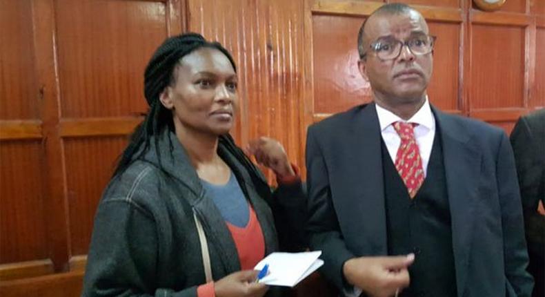 Sarah Wairimu with her lawyer Philip Murgor