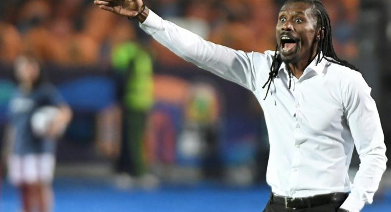Senegal coach Aliou Cisse barks instructions during the 2019 Africa Cup of Nations final against winners Algeria in Cairo