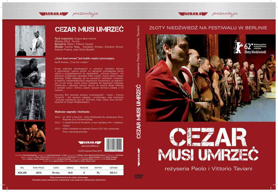 „Cezar musi umrzeć” - okładka DVD