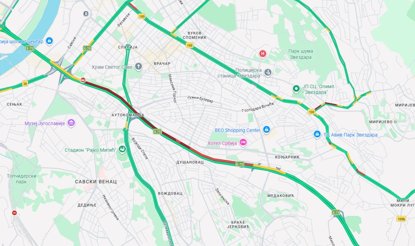 Gužva kod mosta Gazela zbog udesa