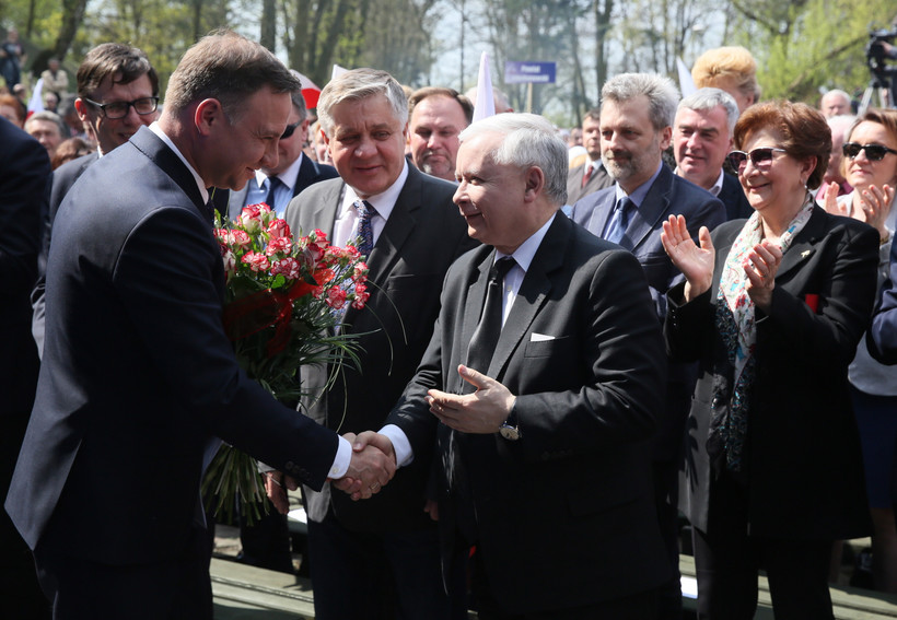 Jarosław Kaczyński i RP Andrzej Duda podczas Obywatelskiej Konwencji Patriotycznej w Pułtusku