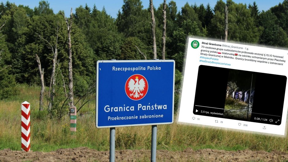 Grupa cudzoziemców próbowała forsować granicę. Straż Graniczna publikuje nagranie