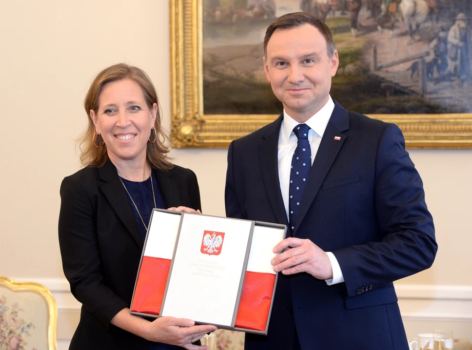 Prezes Youtube'a Susan Wojcicki podczas spotkania z Andrzejem Dudą w marcu 2017 roku.