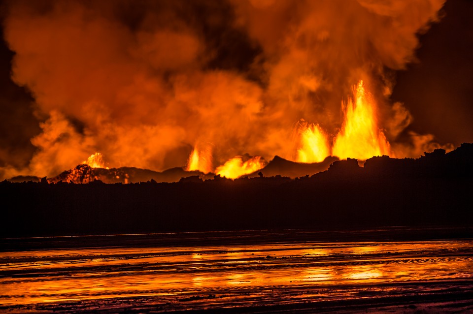 Fontanny lawy na Holuhraun