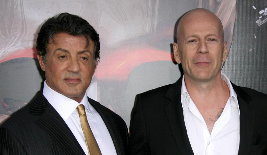 Egy 12 évvel ezelőtti  fotón Sylvester Stallone és Bruce Willis Fotó: Northfoto