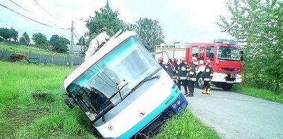 Groza pasażerów. Autobus wpadł do rowu!