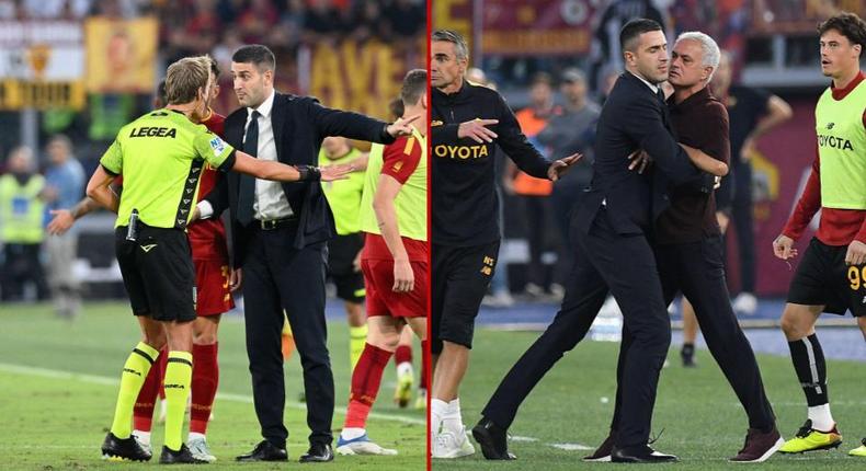 Jose Mourinho was sent off during Roma's 1-0 loss to Atalanta