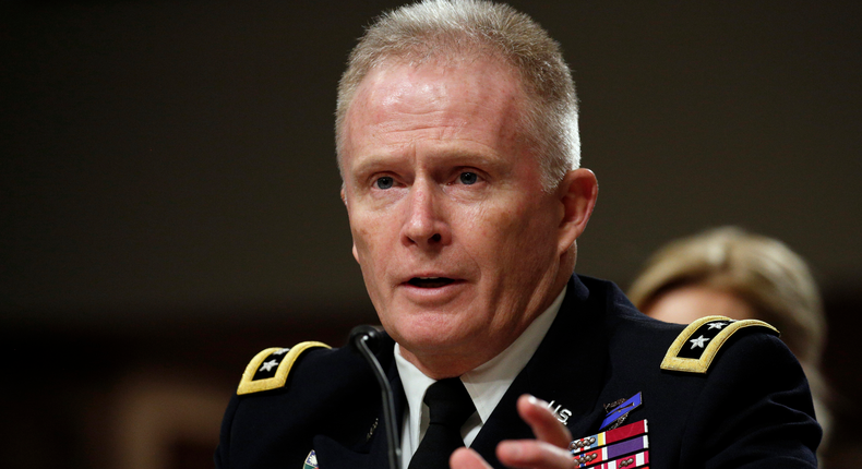 Raymond Thomas testifying on his nomination to be general and commander of the US Special Operations Command during a Senate Armed Services Committee hearing on Capitol Hill in Washington on March 9.