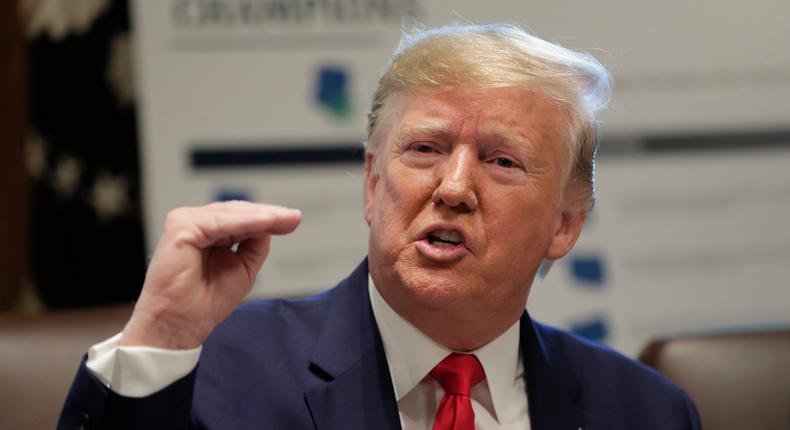 President Donald Trump speaking during a Cabinet meeting in the Cabinet Room of the White House, Monday, Oct. 21, 2019, in Washington. (AP Photo/Pablo Martinez Monsivais)