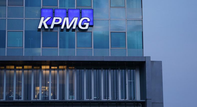 The logo of KPMG on January 22, 2021 in Berlin, Germany.
