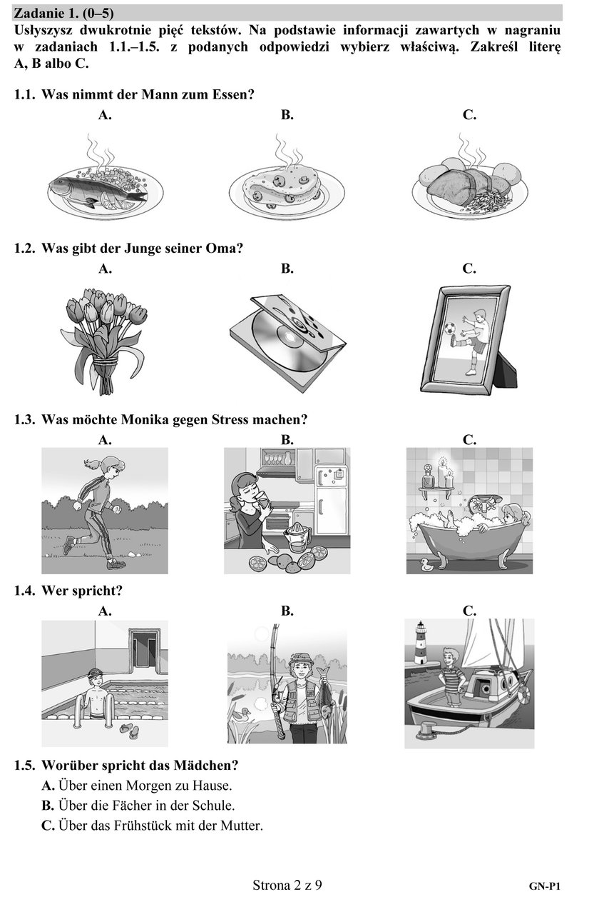 Egzamin gimnazjalny 2016: język niemiecki pytania 