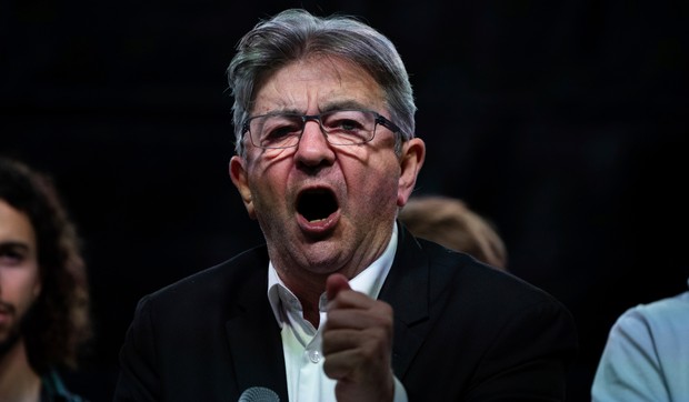 Žan Lik Melanšon na protestu protiv Nacionalnog okupljanja u Parizu 30. juna