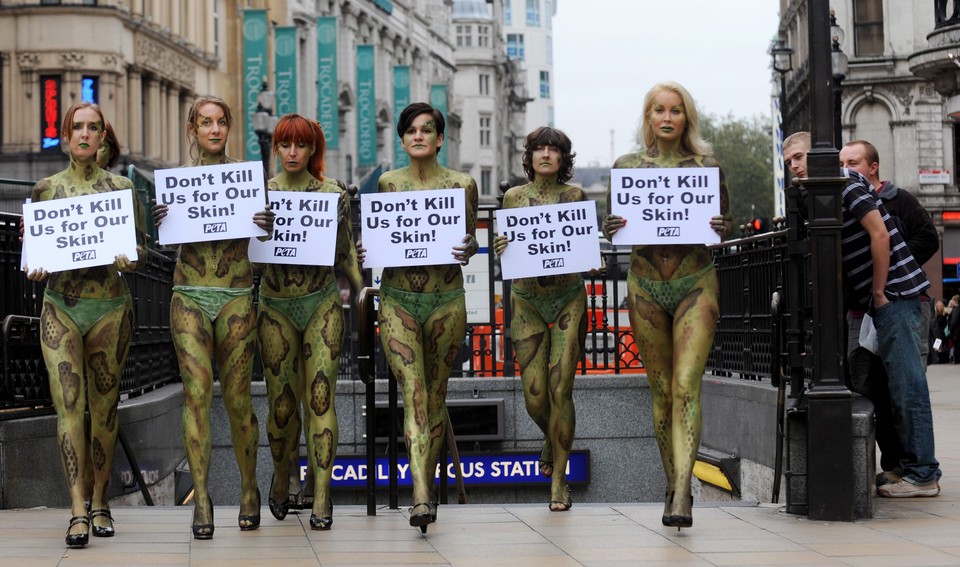 BRITAIN PETA DEMO EXOTIC ANIMAL SKINS