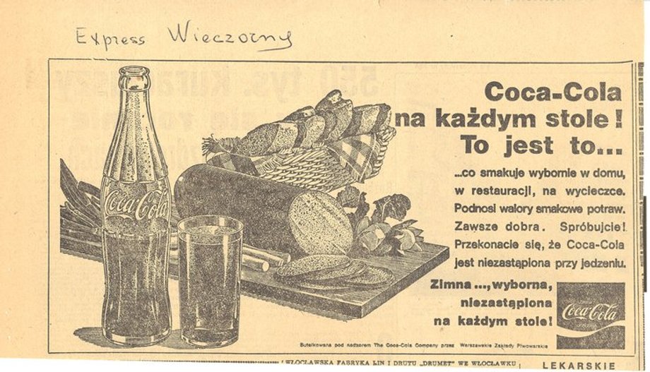 Reklama Coca-Coli w "Expressie Wieczornym" - lata 80. XX wieku