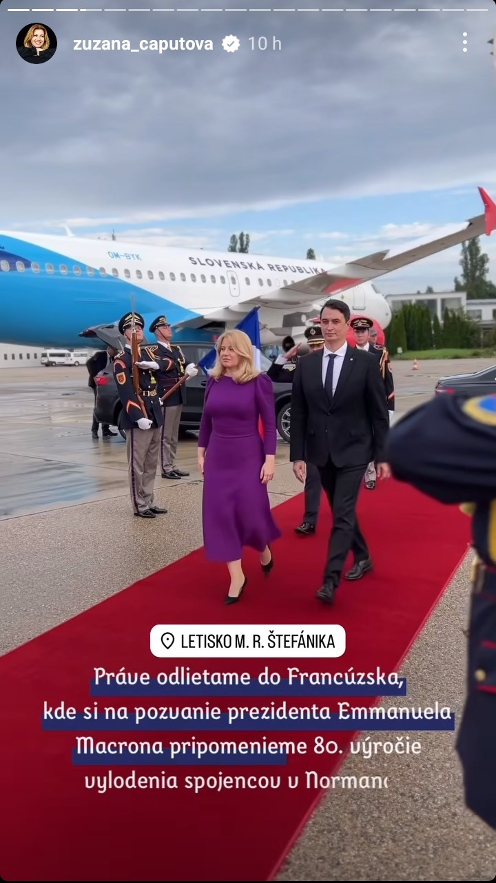 Prezidentka Zuzana Čaputová a jej partner Juraj Rizman na návšteve Francúzska počas 80. výročia vylodenia v Normandii.