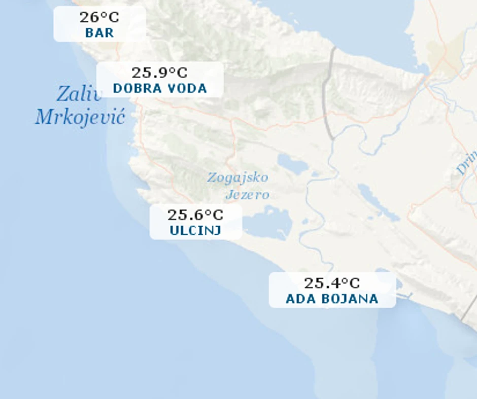 Crna Gora - temperatura mora