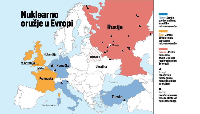 Mapa: Gde se u Evropi nalazi nuklearno oružje