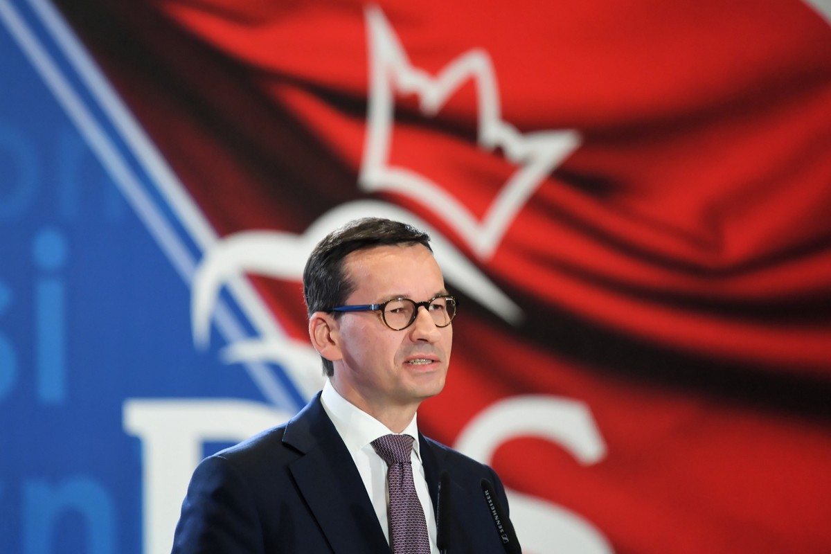 Premier Mateusz Morawiecki podczas konwencji wyborczej Prawa i Sprawiedliwości w Bydgoszczy.