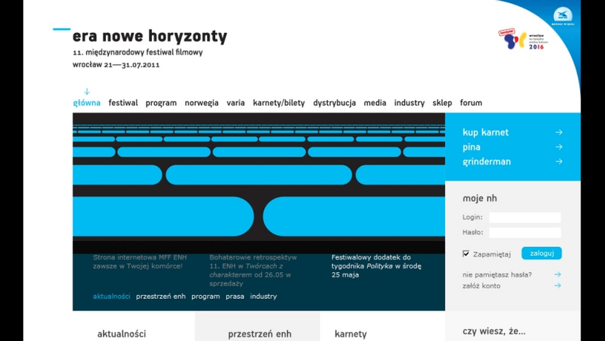 Od wczoraj w sprzedaży nowy numer tygodnika "Polityka" z dodatkiem, poświęconym programowi 11. Międzynarodowemu Festiwalowi Filmowemu Era Nowe Horyzonty we Wrocławiu. Znajdziecie w nim zestaw tekstów opisujących najważniejsze sekcje festiwalu.