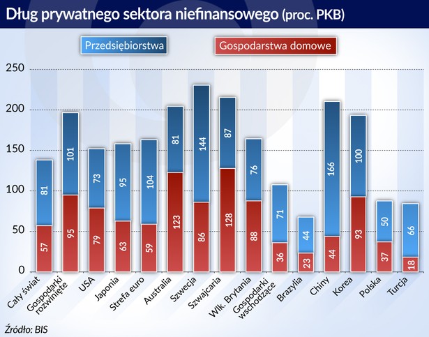 Dług prywatnego sektora niefianansowego (graf. Obserwator Finansowy)