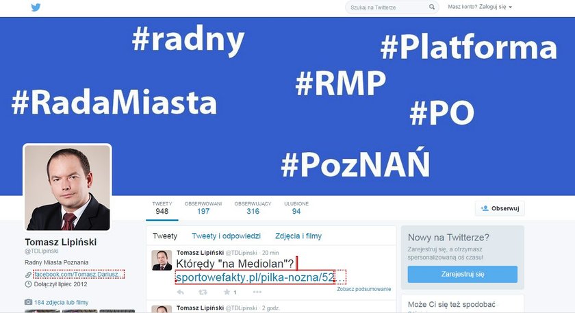 Radny PO, Tomasz Lipiński, cieszy się z triumfu Lecha Poznań!