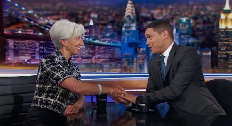 Christine Lagarde on Daily Show with Trevor Noah