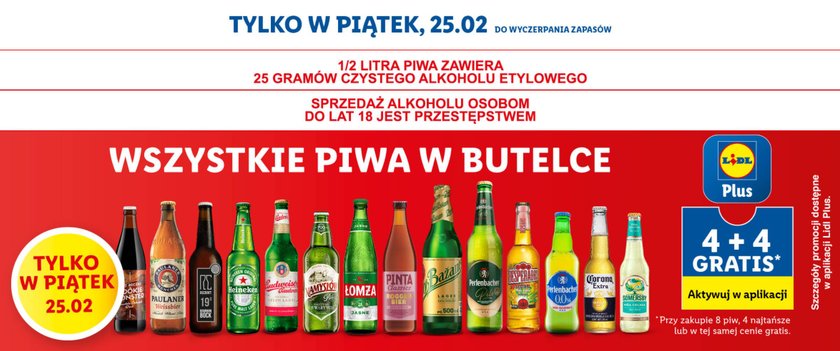 LIDL Promocja na piwa 4 plus 4