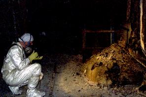 Katastrofa w Czarnobylu. Tzw. stopa słonia, czyli paliwo jądrowe stopione z betonem, piaskiem i elementami osłaniającymi rdzeń reaktora